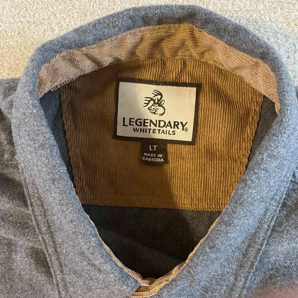 Legendary Whitetails Mens Large & Tall Flannel Shirt Gray 100% Cotton Buck Camp - Picture 3 of 7